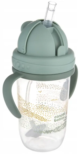CANPOL BABIES Mountains - kubek niekapek z rurką i odważnikiem 270 ml | Zielony