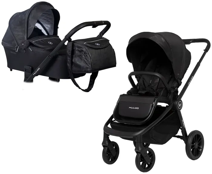 MUUVO Quick - wózek wielofunkcyjny, zestaw 2w1 z gondolą Trendy | Raven Black
