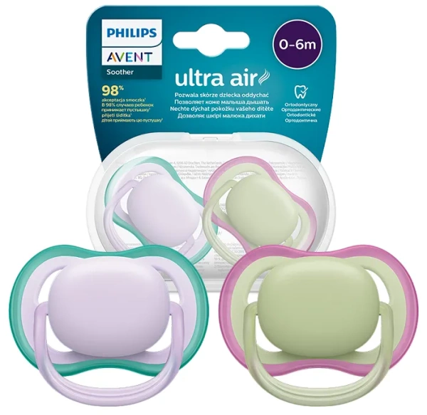 PHILIPS AVENT Ultra Air - smoczek ortodontyczny 2 szt. | 0-6 m
