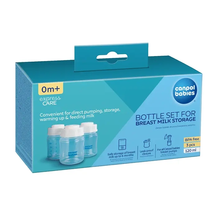 CANPOL BABIES - zestaw butelek do przechowywania pokarmu 3x120ml