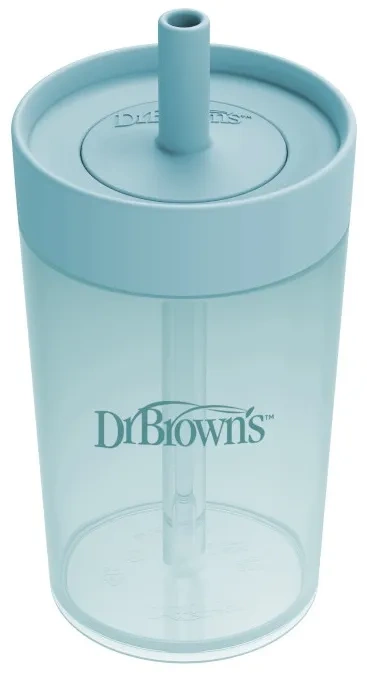 DR BROWN'S Straw to 360° - kubek ze słomką i zaworkiem 300 ml, 9 m+ | Niebieski