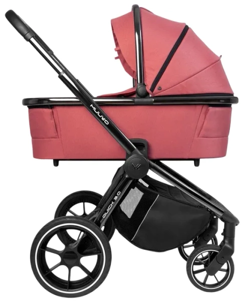 MUUVO Quick 3.0 Black Chrome - wózek wielofunkcyjny, zestaw 2w1 z gondolą XL | Pure Pink