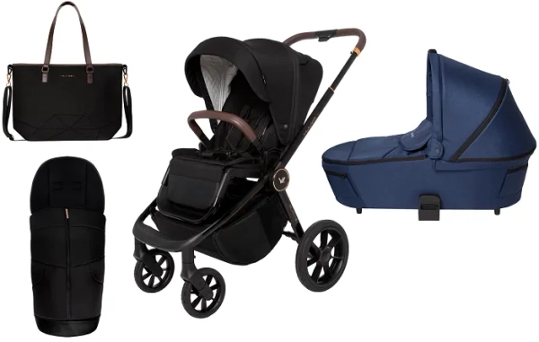 MUUVO Quick SE 2 - wózek wielofunkcyjny, zestaw 2w1 z gondolą Quick 3.0 | Sunset Black + Azure Blue (+ ADAPTERY)