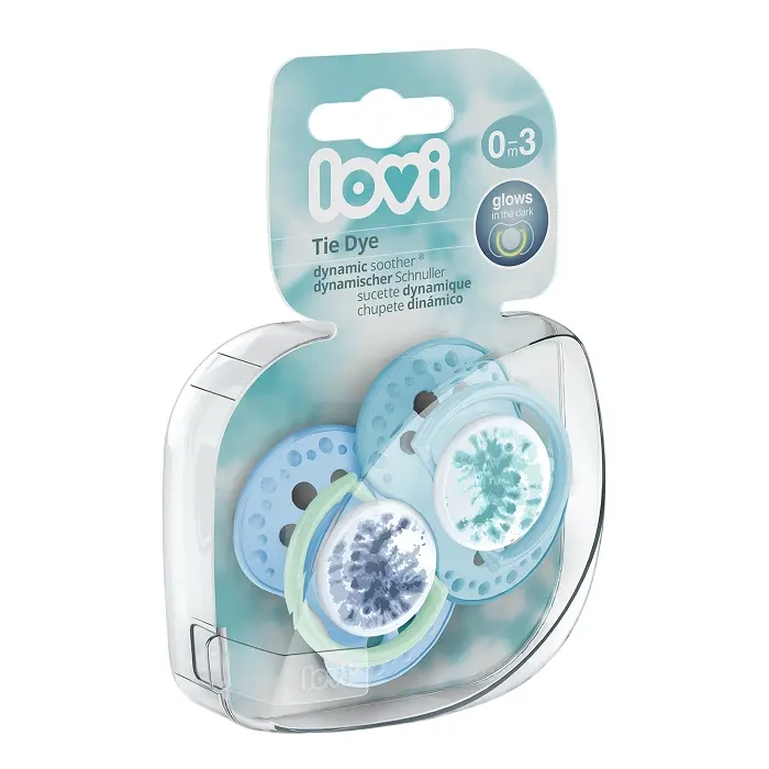 LOVI - smoczek silikonowy dynamiczny TIE DYE BLUE 2 szt. | 0-3m