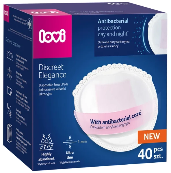LOVI Discreet Elegance - antybakteryjne wkładki laktacyjne 40 szt. | białe