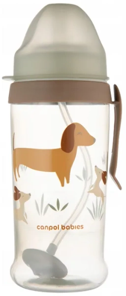 CANPOL BABIES - bidon niekapek z rurką i odważnikiem 350 ml | Pieski