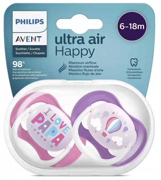 PHILIPS AVENT Ultra Air - smoczek ortodontyczny 2 szt. | 6-18 m