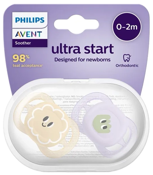 PHILIPS AVENT Ultra Start - smoczek ortodontyczny 2 szt. | 0-2 m