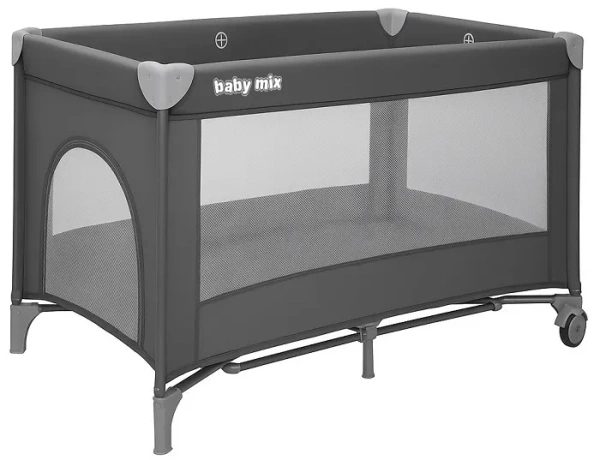BABY MIX Simple - łóżeczko turystyczne 1-poziomowe | Szare