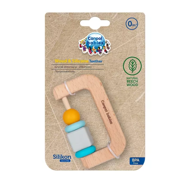 CANPOL BABIES - gryzak drewniano- silikonowy dla niemowląt 