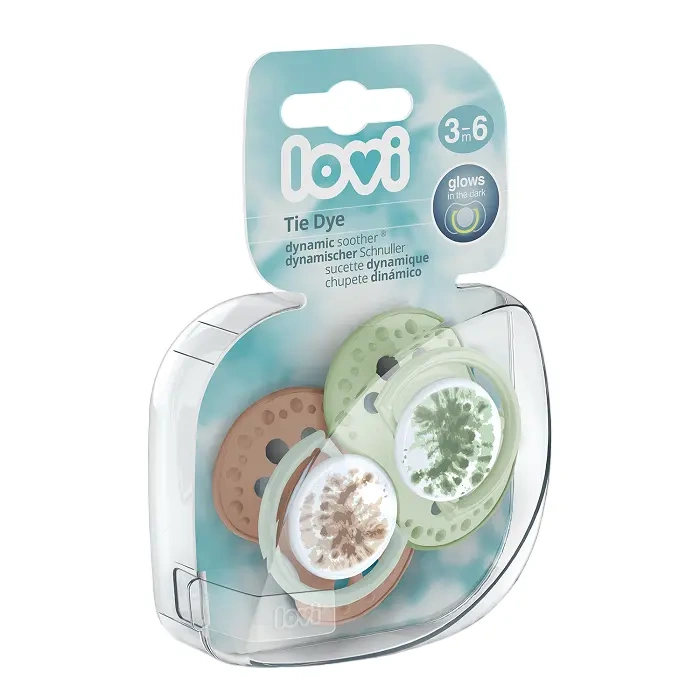 LOVI - smoczek silikonowy dynamiczny TIE DYE GREEN 2 szt. | 3-6m