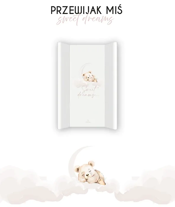 YOONCO - przewijak miękki, tapicerka 50x70 cm na komodę | Miś Sweet Dreams