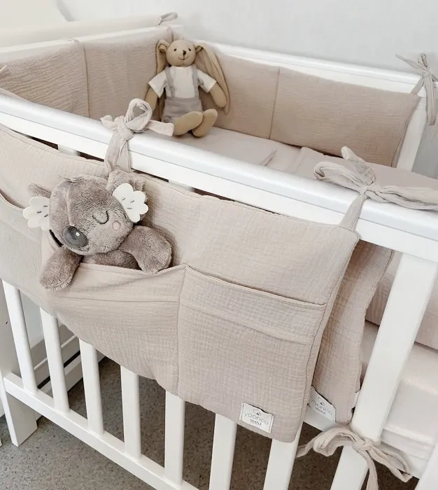 YOONCO - muślinowy ochraniacz na łóżeczko 180x28 cm | Beż