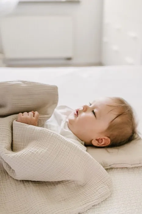 YOONCO - muślinowy komplet: kołderka 80x100 cm + poduszka 30x40 cm | Krem