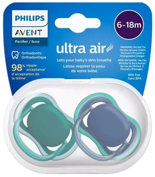 PHILIPS AVENT Ultra Air - smoczek ortodontyczny 2 szt. | 6-18 m
