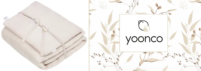 YOONCO - muślinowy komplet: kołderka 80x100 cm + poduszka 30x40 cm | Krem
