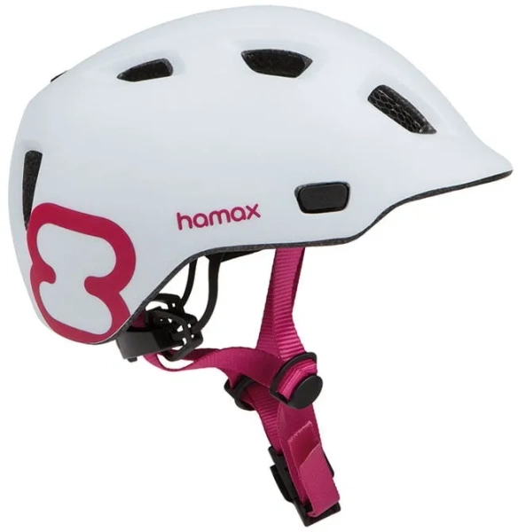 HAMAX Thundercap - rowerowy kask dziecięcy, obwód głowy 52-56 cm | White/Pink
