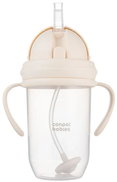 CANPOL BABIES - kubek niekapek z rurką i odważnikiem 270 ml | Kremowy
