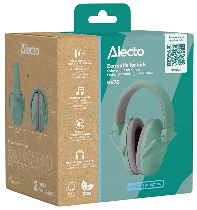 ALECTO BV73GR - słuchawki wygłuszające dla dzieci od 5. roku życia | Zielone