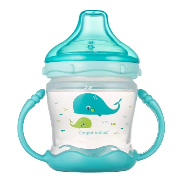 CANPOL BABIES - kubek niekapek ustnik silikonowy 180 ml | LOVE & SEA niebieski
