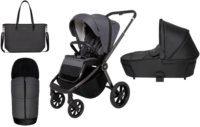 MUUVO Quick SE 2 - wózek wielofunkcyjny, zestaw 2w1 z gondolą Quick 3.0 | Diamond Graphite + Jet Black