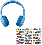 LENCO HPB-110BU - bezprzewodowe słuchawki Bluetooth z naklejkami dla dzieci | Niebieskie