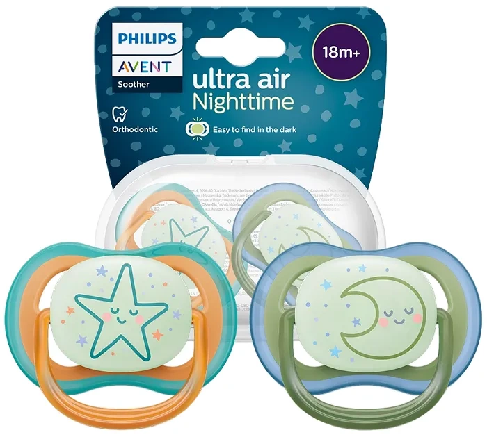 PHILIPS AVENT Ultra Air Nighttime - smoczek ortodontyczny 2 szt. | 18 m+
