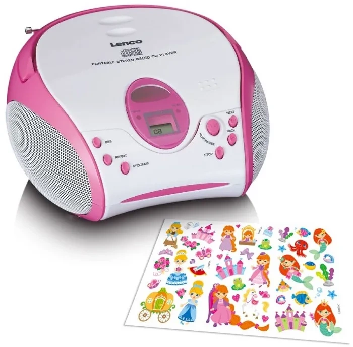 LENCO SCD-24PK Kids - przenośne radio FM z odtwarzaczem CD | Różowe