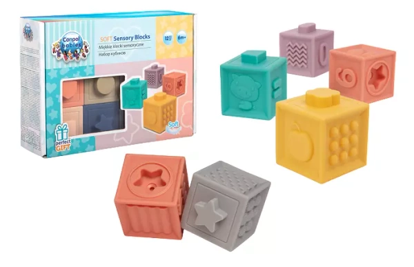 CANPOL BABIES -  miękkie klocki sensoryczne 12szt.