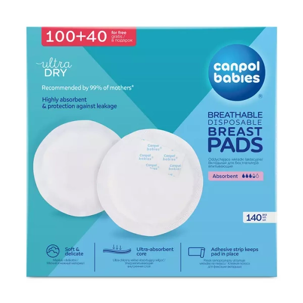 CANPOL BABIES - oddychające wkładki laktacyjne z wkładem żelującym  | 140 szt