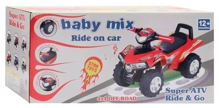 BABY MIX Quad - jeździk z melodiami, klaksonem i światłami | Różowy