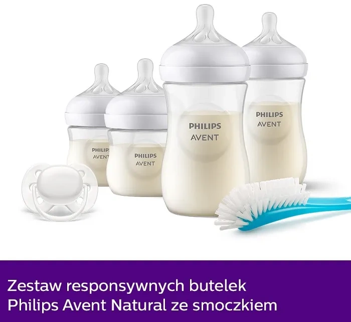 PHILIPS AVENT Natural Response - zestaw: 4 butelki + smoczek + szczotka | 0 m+