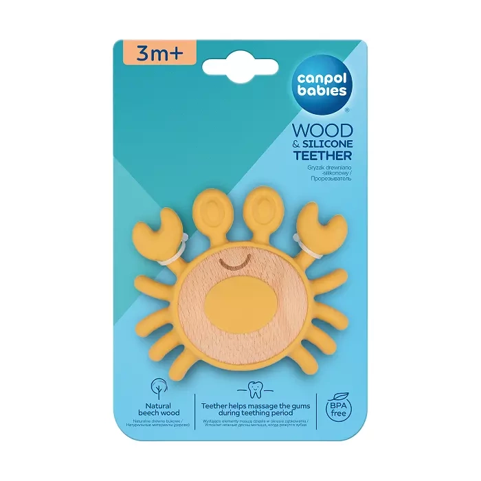 CANPOL BABIES - gryzak drewniano- silikonowy dla niemowląt | KRAB