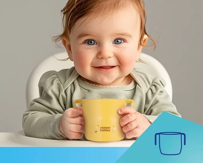 CANPOL BABIES Smart Cup - sprytny kubek do nauki picia z uchwytami 12 m+ | Turkusowy