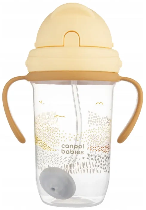 CANPOL BABIES Mountains - kubek niekapek z rurką i odważnikiem 270 ml | Żółty