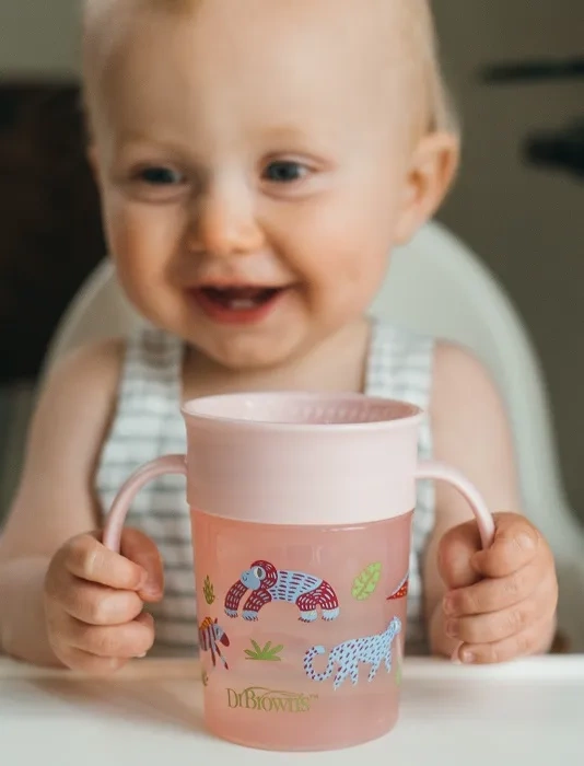 DR BROWN'S Cheers 360° - kubek "picie jak ze szklanki" 200 ml, 6 m+ | Różowy