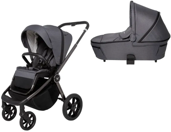 MUUVO Quick SE 2 - wózek wielofunkcyjny, zestaw 2w1 z gondolą Quick 3.0 | Diamond Graphite + Iron Graphite (+ ADAPTERY)