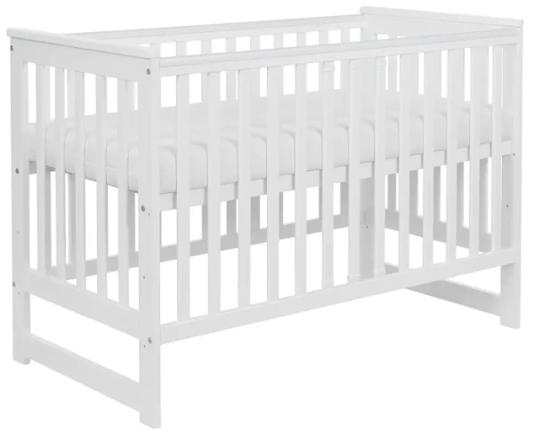 YOONCO - łóżeczko drewniane Iwi z barierką | Białe