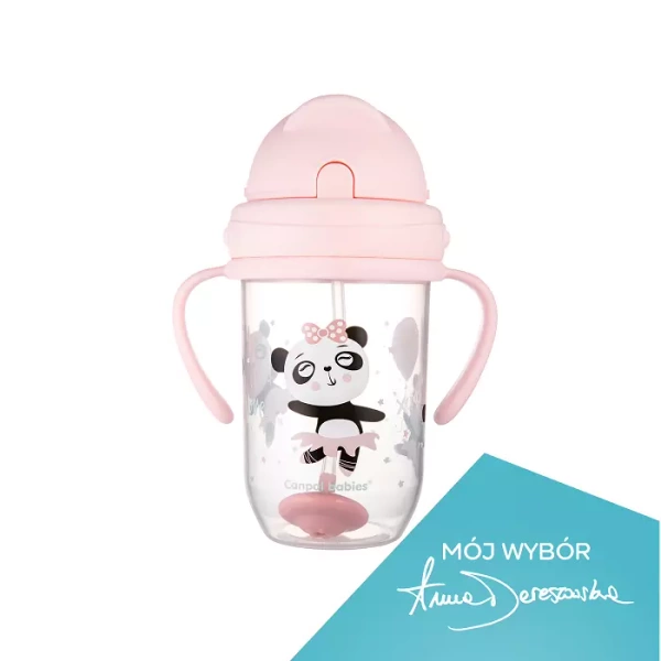 CANPOL BABIES - kubek niekapek z rurką i odważnikiem 270 ml | EXOTIC ANIMALS różowy