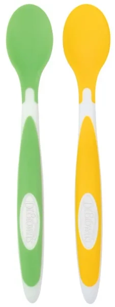 DR BROWN'S - długie łyżeczki do karmienia 2 szt. | Żółta i zielona