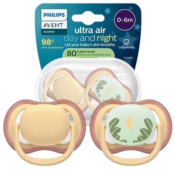 PHILIPS AVENT Ultra Air Day&Night - smoczek ortodontyczny 2 szt. | 0-6 m