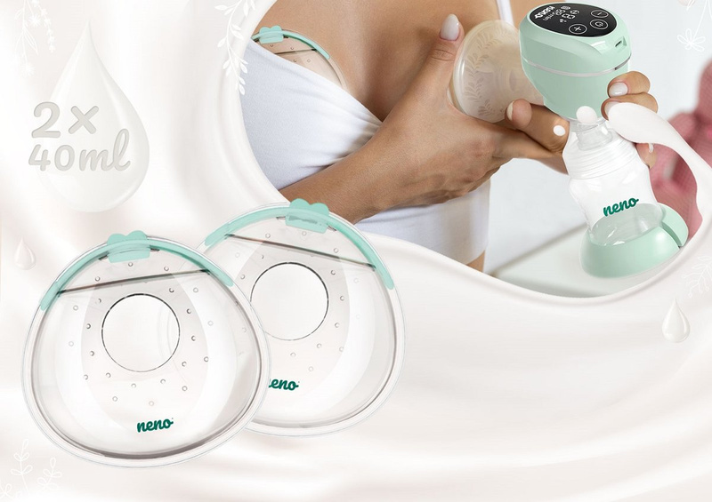 NENO Claro/Bottle 300 - 2 kolektory na mleko do biustonosza + butelka do karmienia i nauki picia ze smoczkiem 300 ml