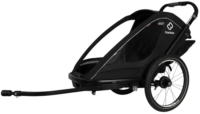 HAMAX Breeze One - jednoosobowa przyczepka rowerowa z zestawem do biegania | Black
