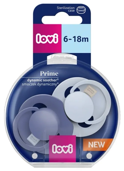 LOVI Prime - 2 x smoczek silikonowy dynamiczny 6-18 m | Baby Blue/Blue