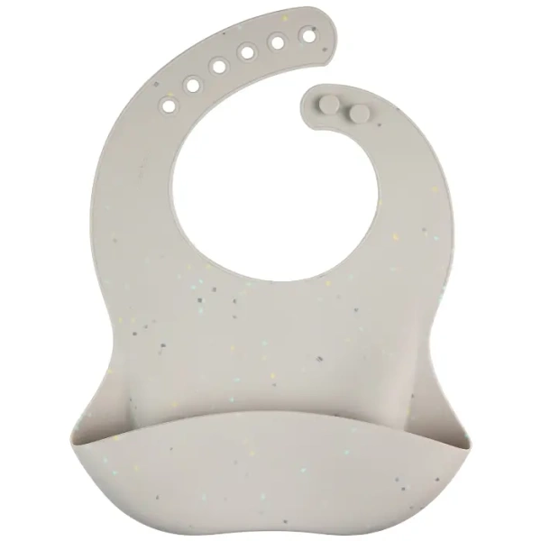 CANPOL BABIES -  śliniak silikonowy z kieszonką DOTS | szary