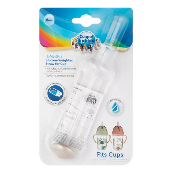 CANPOL BABIES - niekapiąca rurka silikonowa z odważnikiem  1szt. | szara