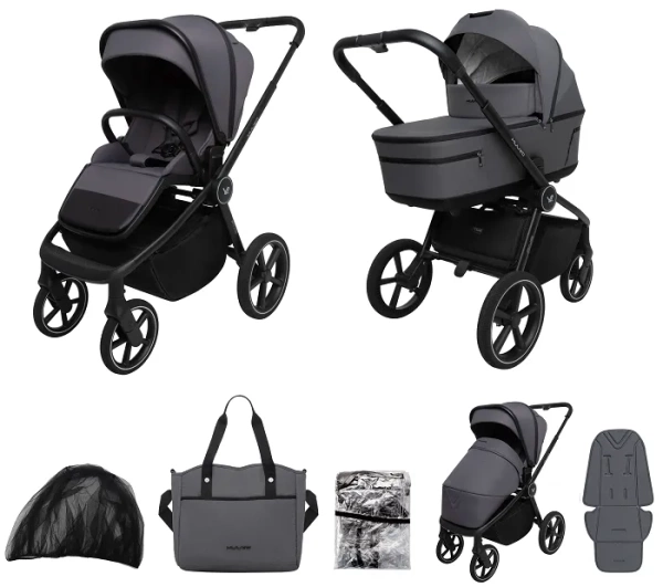 MUUVO Five - wózek wielofunkcyjny, zestaw 2w1 | Iron Graphite (+ ADAPTERY)