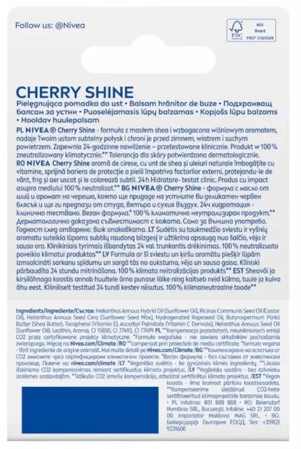 NIVEA - pielęgnująca pomadka do ust | Cherry Shine