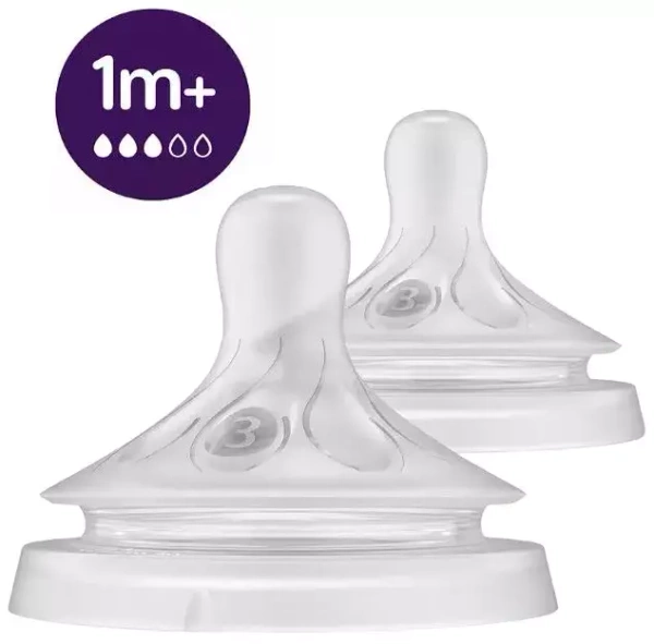 PHILIPS AVENT Natural Response - responsywny smoczek do butelki 2 szt. | 1 m+