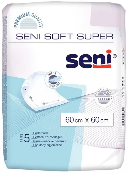 SENI Soft Super - podkłady higieniczne 60 x 60 cm | 5 szt.